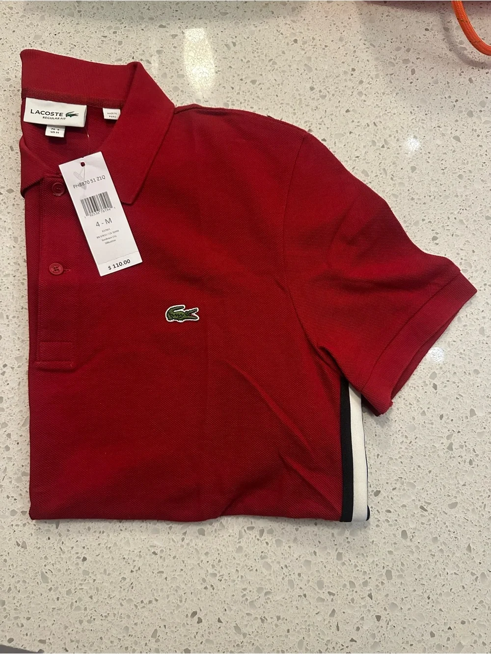 Lacoste Men’s Burgundy Red Piqué Polo with Crocodile Logo